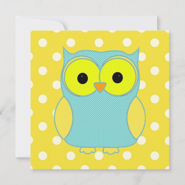 Polka Dot Owl V2 Birthday Invitation (Front)