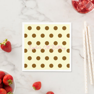 Polka Dot Party 13th Birthday - Yellow & Brown Dot Napkin
