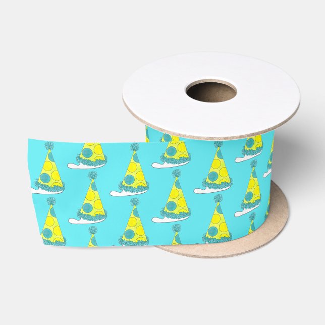 Polka Dot Party Hat Happy Birthday Celebration Satin Ribbon (Spool)