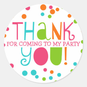 Polka Dot Party Hooray Thank You Favour Sticker