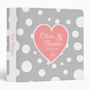 Polka Dot Pattern and Heart Pink Grey Binder
