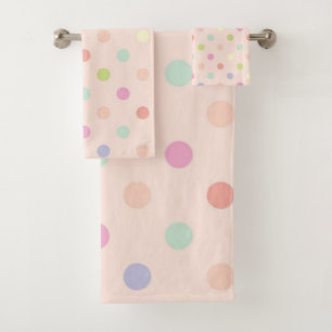 Polka dot pattern bath towel set