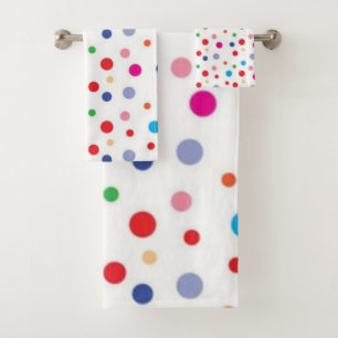 Polka dot pattern bath towel set