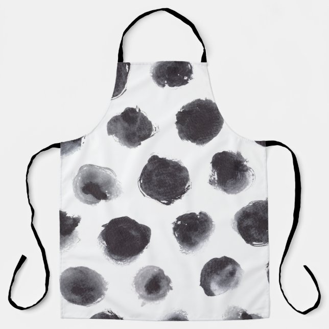 Polka dot pattern: black, grey. apron (Front)