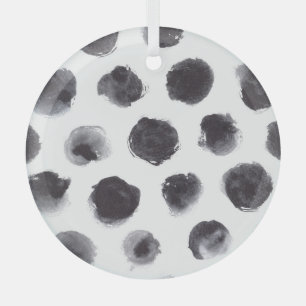 Polka dot pattern: black, grey. glass ornament