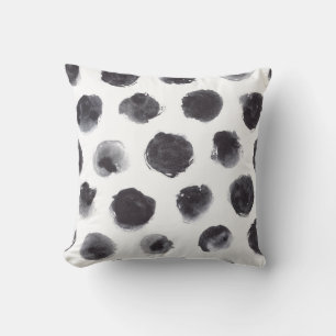 Polka dot pattern: black, grey. throw pillow