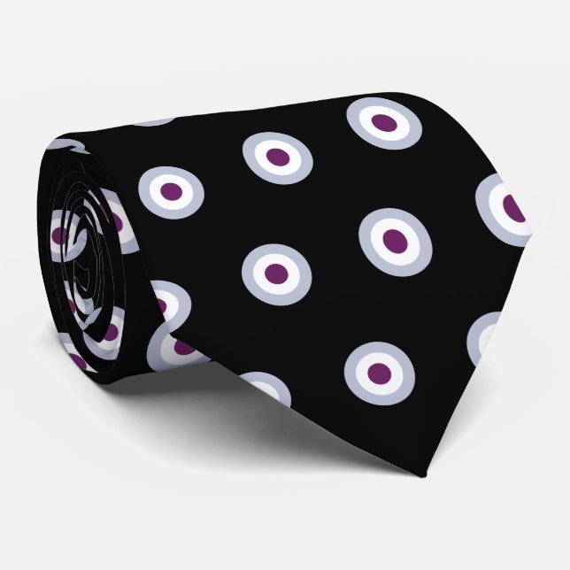 Polka Dot Pattern - Blue Violet Grey White Black Tie (Rolled)