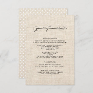 Polka Dot Pattern Burlap Wedding Details Cards