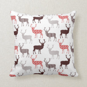 Polka Dot Pattern Deer Stag or Reindeer Christmas Throw Pillow