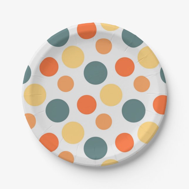 Polka dot pattern paper plate (Front)