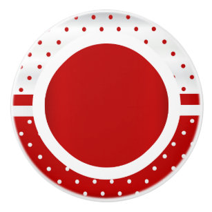 Polka Dot Pattern   Red and White Ceramic Knob