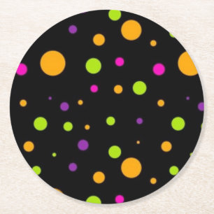 Polka dot pattern round paper coaster