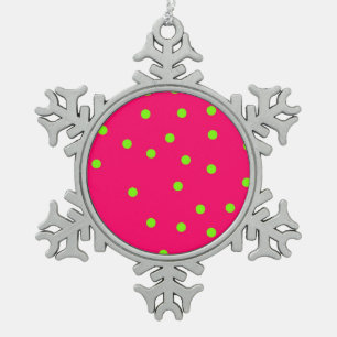 Polka Dot Pattern Snowflake Pewter Christmas Ornament