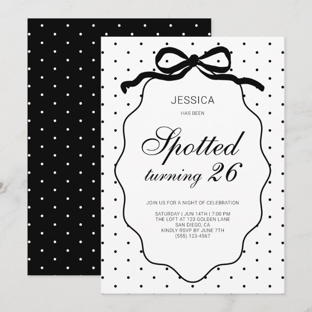 Polka Dot Pattern Spotted Turning Birthday Party Invitation (Front/Back)