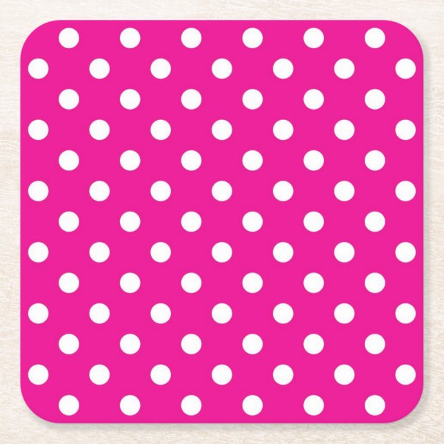 Polka dot pattern square paper coaster (Front)