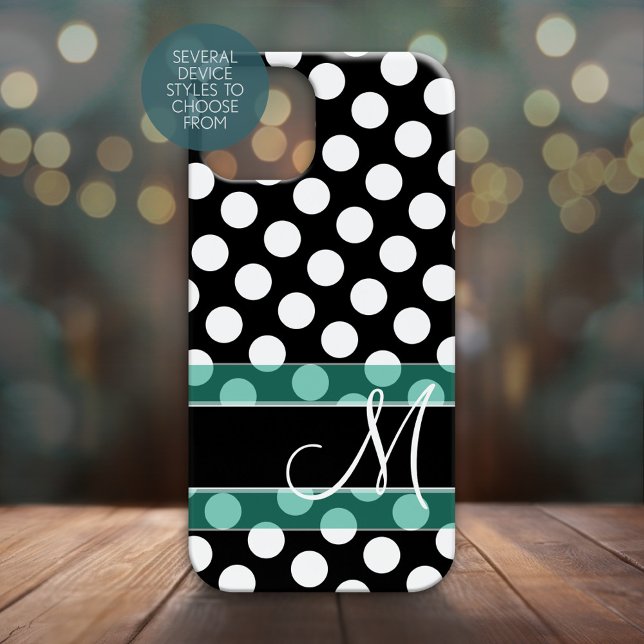 Polka Dot Pattern with Monogram Case-Mate iPhone Case (Personalized Phone Case with Polka Dots and Monogram)