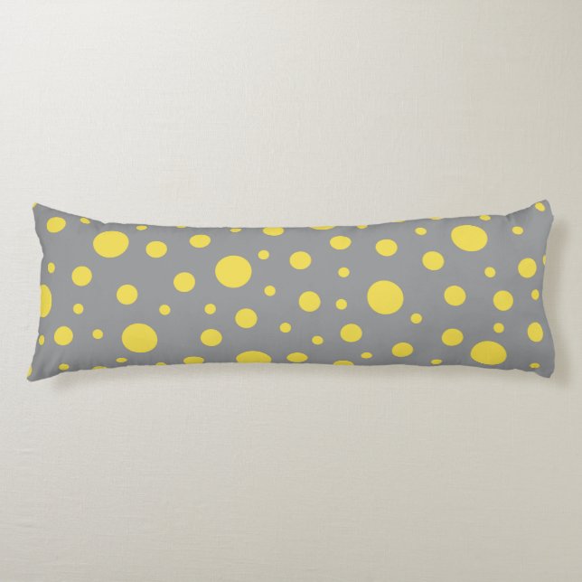 Polka Dot Pattern Yellow Grey Body Pillow (Front)