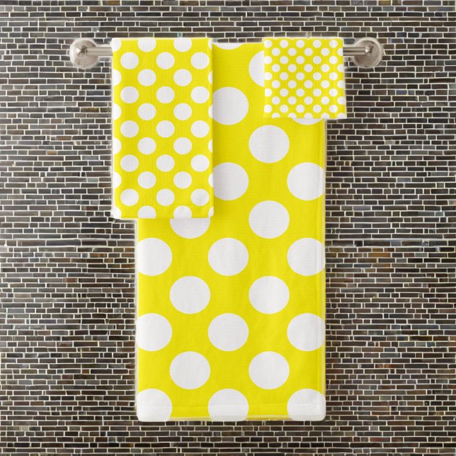 Polka Dot Pattern Yellow: Large white  Bath Towel Set (Creator Uploaded)
