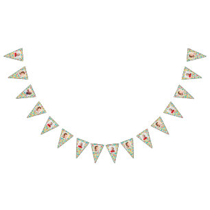 Polka Dot Patterned Bunting with Photos Flags