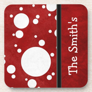 POLKA DOT PERSONALIZED CORK COASTERS TEMPLATE