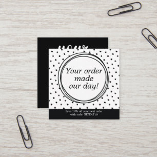 Polka Dot Personalized Order Circle Thank You Square Business Card