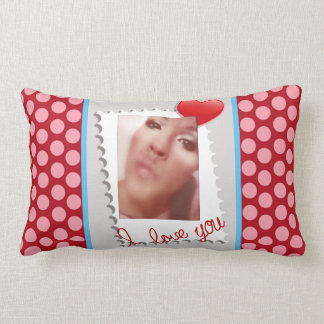 Polka Dot Personalized Valentines Day Photo Lumbar Pillow