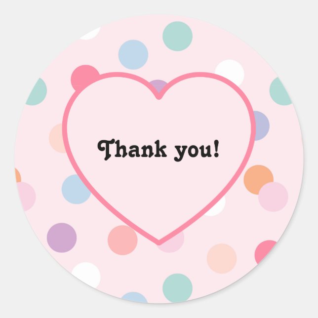 Polka Dot Photo Birthday Classic Round Sticker (Front)