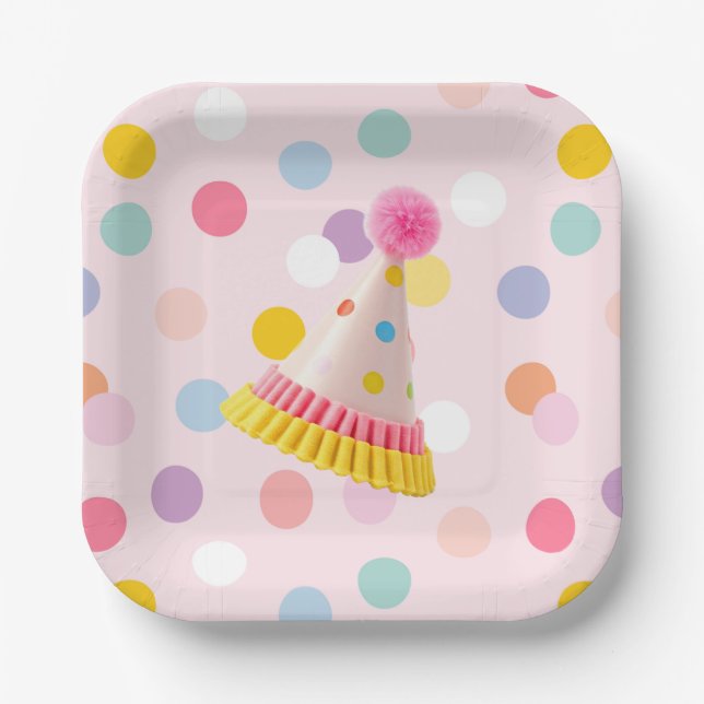 Polka Dot Photo Birthday Plate (Front)