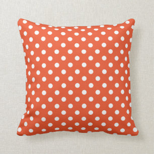 Polka Dot Pillow in Tangerine Tango