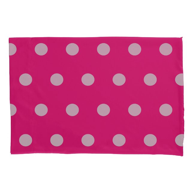 Polka Dot Pillowcase (Hot Pink & Grey) (Front)