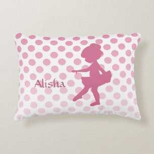 Polka Dot Pink Ballerina Personalized Accent Pillow