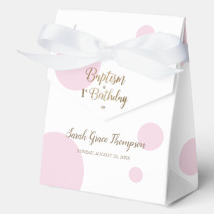 Polka dot Pink Baptism and 1st Birthday Custom Favor Box