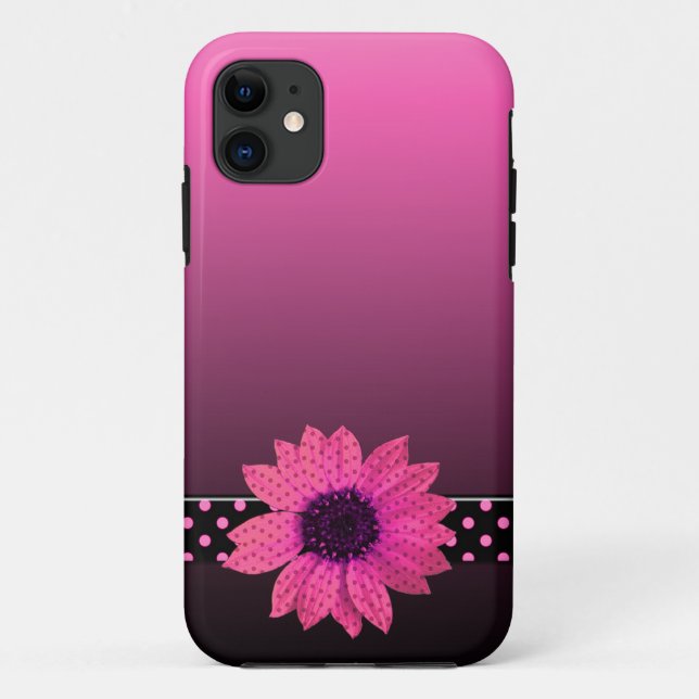Polka Dot Pink Daisy Case-Mate iPhone Case (Back)