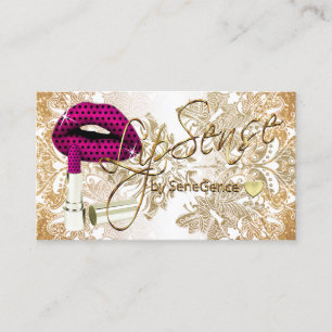 Polka Dot Pink Lips and Gold Business Card