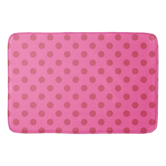 Polka dot pink, retro, pink  bath mat (Front)