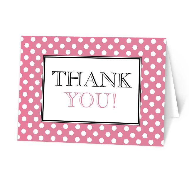 Polka Dot Pink Thank You Card (Creator Uploaded)