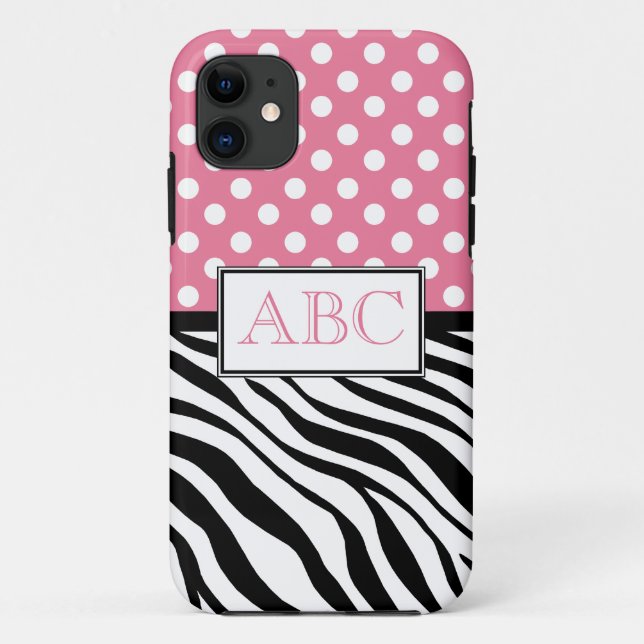 Polka Dot Pink & Zebra Print iPhone 5 Case (Back)