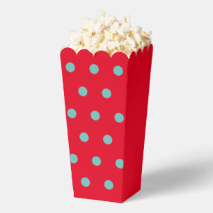 Polka Dot Popcorn Box (Red & Aqua)
