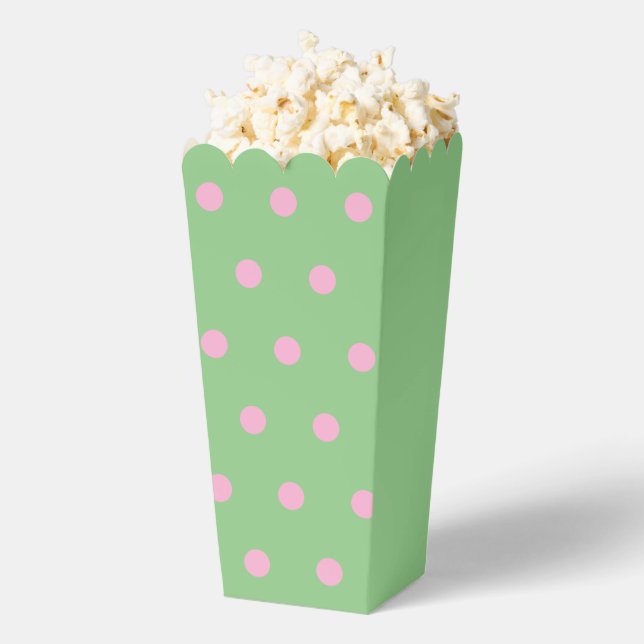 Polka Dot Popcorn Box (Sage Green & Pastel Pink) (Popped)