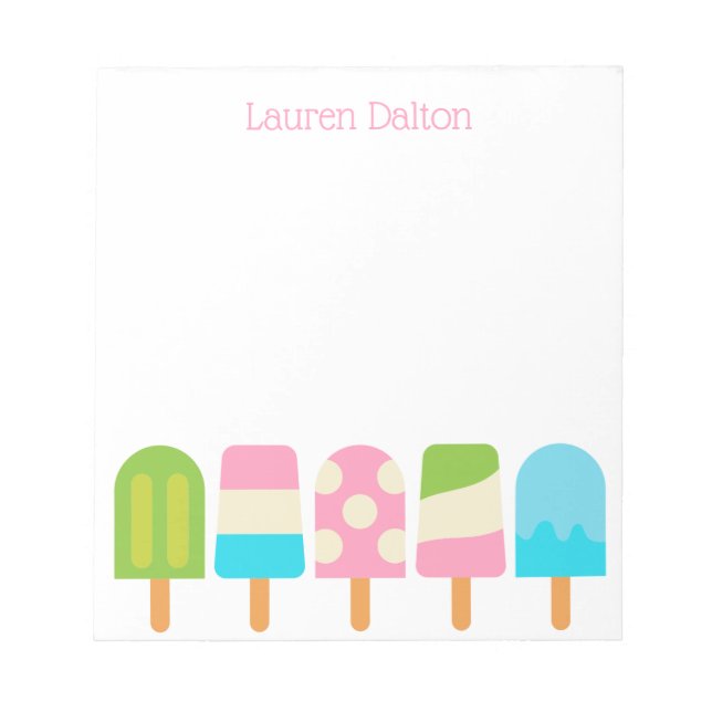 Polka Dot Popsicles Personalized Notepad (Front)