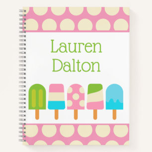 Polka Dot Popsicles Personalized Spiral Notebook