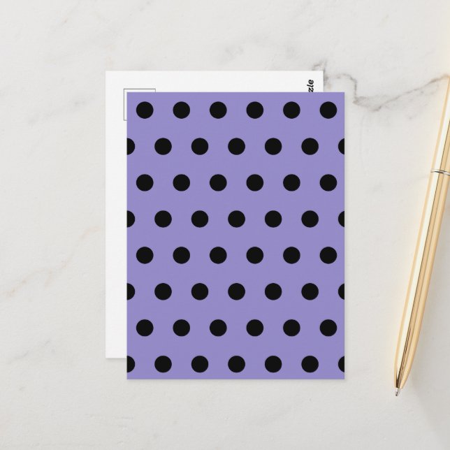 Polka Dot Postcard (Lavender & Black) (Front/Back In Situ)