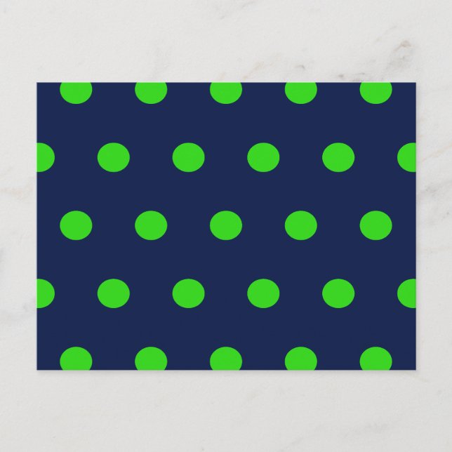 Polka Dot Postcard (Navy Blue & Lime Green) (Front)