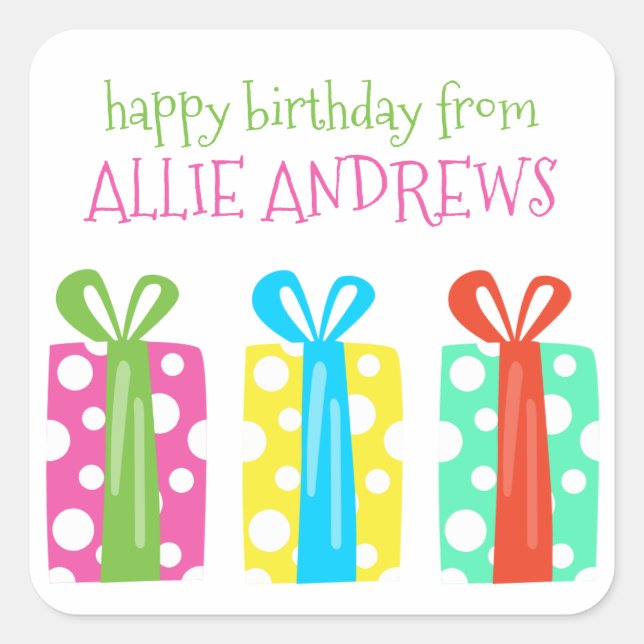 Polka Dot présente des autocollants cadeaux d'anni (Devant)