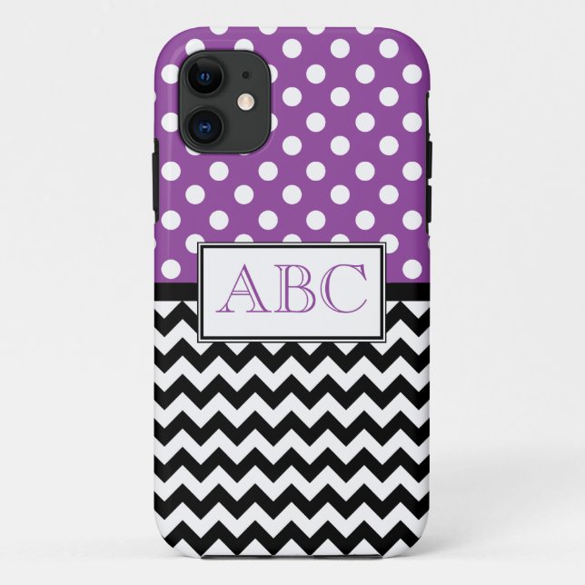 Polka Dot Purple & Chevron iPhone 5 Case (Back)
