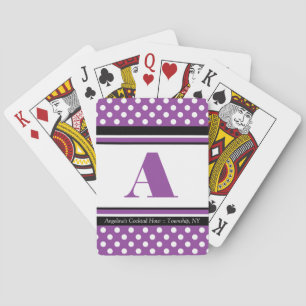 Polka Dot Purple Personalized Playing Cards