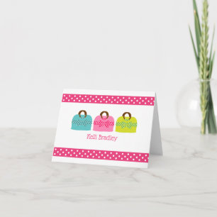 Polka Dot Purs Cartes de notes pliées personnalisé