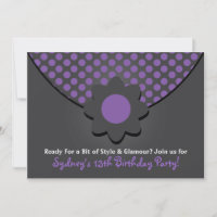 Polka Dot Purse Birthday Party Invitations
