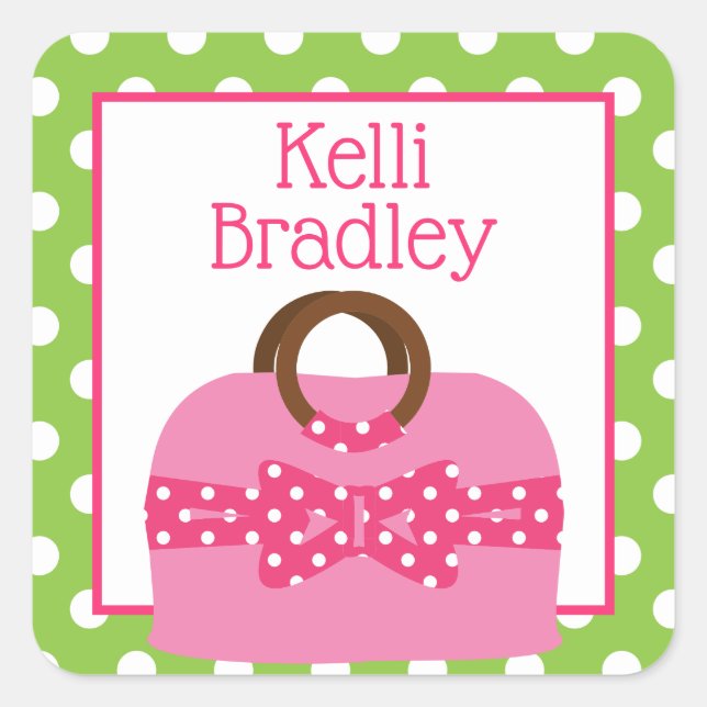 Polka Dot Purse Personalized Stickers (Front)