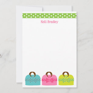 Polka Dot Purses Personalized Note Cards